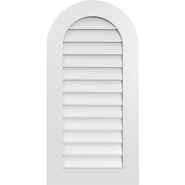 Ekena Millwork Round Top Surface Mount PVC Gable Vent: Non-Functional, w/ 3-1/2"W x 1"P Standard Frame, 20"W x 40"H - GVPRT20X4001SN
