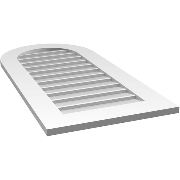 Ekena Millwork Round Top Surface Mount PVC Gable Vent: Non-Functional, w/ 3-1/2"W x 1"P Standard Frame, 20"W x 40"H - GVPRT20X4001SN