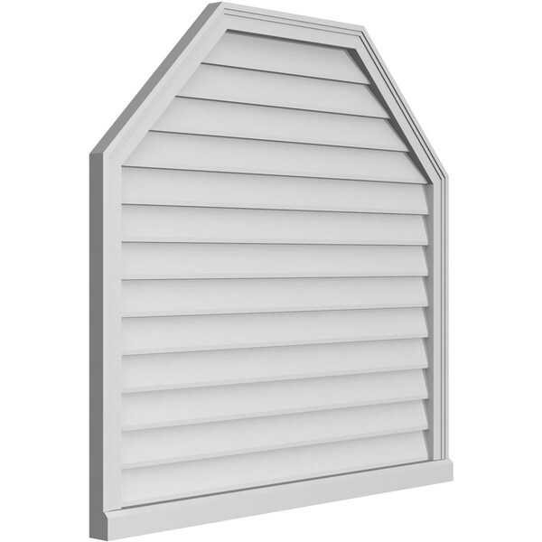 Ekena Millwork Octagonal Top Surface Mount PVC Gable Vent w/ 2"W x 2"P Brickmould Sill Frame, 42"W x 40"H - GVPOT42X4003SN
