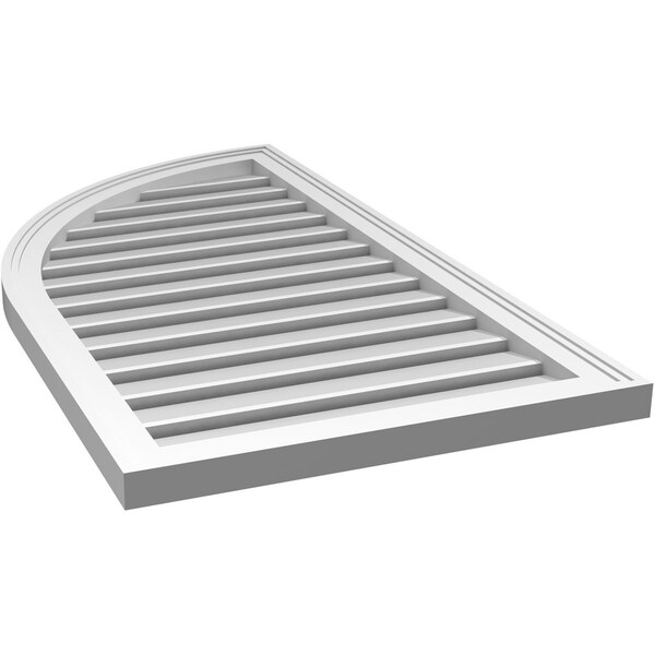 Ekena Millwork Quarter Round Top Left Surface Mount PVC Gable Vent w/ 2"W x 1-1/2"P Brickmould Frame, 22"W x 40"H - GVPQL22X4002SF