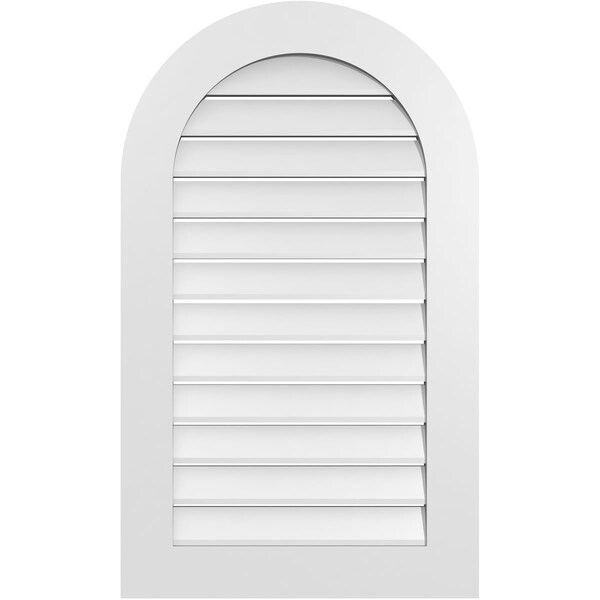 Ekena Millwork Round Top Surface Mount PVC Gable Vent: Functional, w/ 3-1/2"W x 1"P Standard Frame, 24"W x 40"H - GVPRT24X4001SF