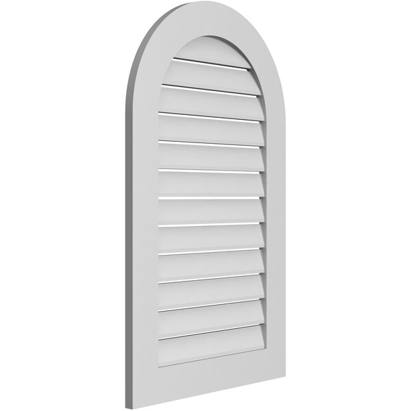 Ekena Millwork Round Top Surface Mount PVC Gable Vent: Functional, w/ 3-1/2"W x 1"P Standard Frame, 24"W x 40"H - GVPRT24X4001SF