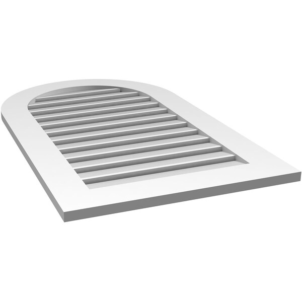 Ekena Millwork Round Top Surface Mount PVC Gable Vent: Functional, w/ 3-1/2"W x 1"P Standard Frame, 24"W x 40"H - GVPRT24X4001SF