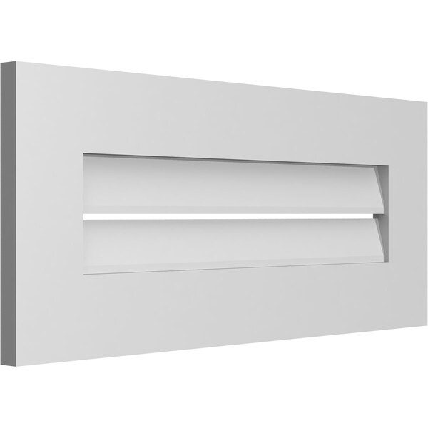 Ekena Millwork Vertical Surface Mount PVC Gable Vent: Functional, w/ 3-1/2"W x 1"P Standard Frame, 28"W x 12"H - GVPVE28X1201SF