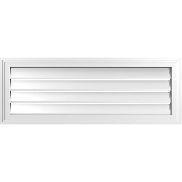Ekena Millwork Vertical Surface Mount PVC Gable Vent: Functional, w/ 2"W x 1-1/2"P Brickmould Frame, 38"W x 14"H - GVPVE38X1402SF