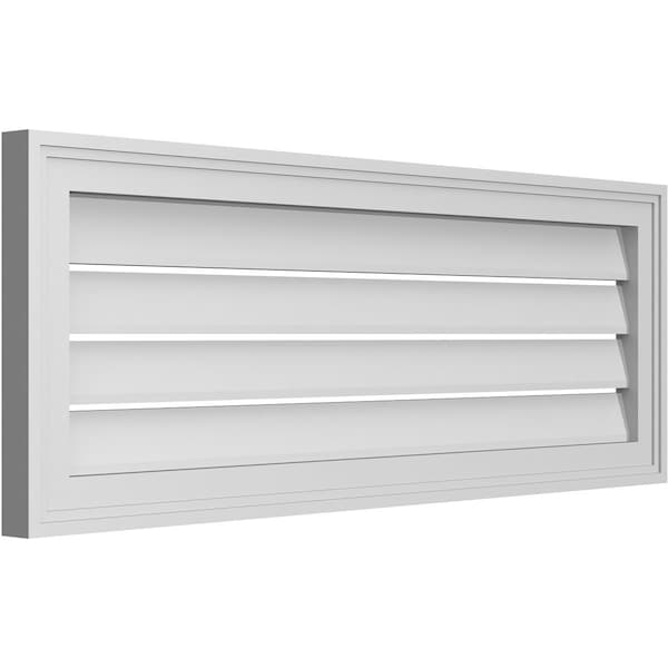Ekena Millwork Vertical Surface Mount PVC Gable Vent: Functional, w/ 2"W x 1-1/2"P Brickmould Frame, 38"W x 14"H - GVPVE38X1402SF