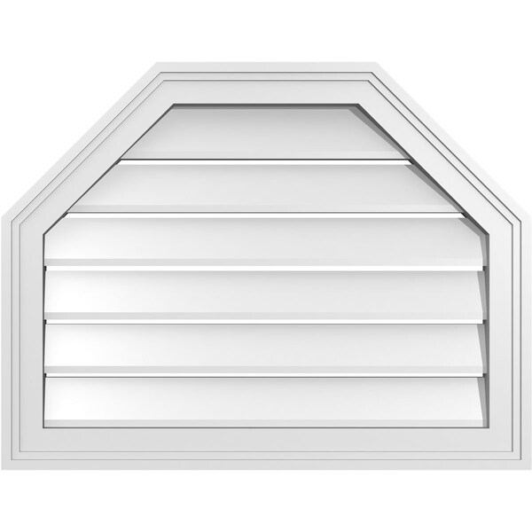 Ekena Millwork Octagonal Top Surface Mount PVC Gable Vent w/ 2"W x 1-1/2"P Brickmould Frame, 26"W x 20"H - GVPOT26X2002SF