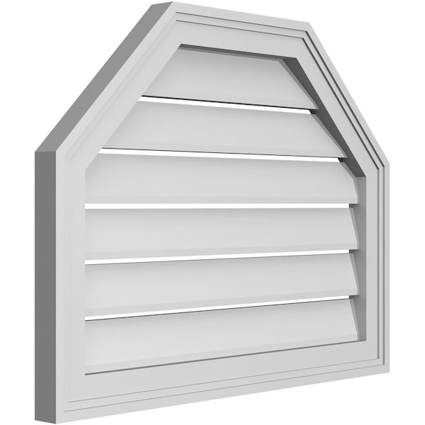 Ekena Millwork Octagonal Top Surface Mount PVC Gable Vent w/ 2"W x 1-1/2"P Brickmould Frame, 26"W x 20"H - GVPOT26X2002SF