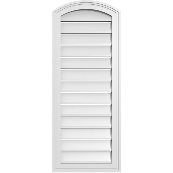 Ekena Millwork Arch Top Surface Mount PVC Gable Vent: Non-Functional, w/2"W x 1-1/2"P Brickmould Frame, 16"W x 38"H - GVPAR16X3802SN