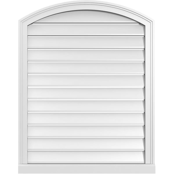 Ekena Millwork Arch Top Surface Mount PVC Gable Vent w/ 2"W x 2"P Brickmould Sill Frame, 30"W x 36"H - GVPAR30X3603SN