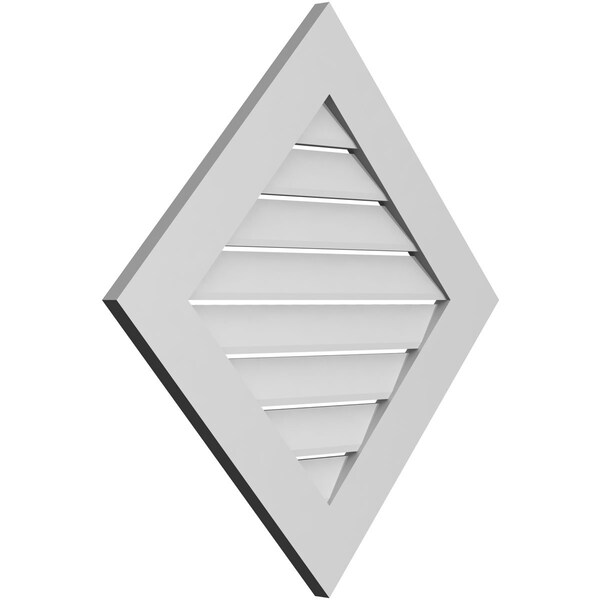 Ekena Millwork Diamond Surface Mount PVC Gable Vent: Non-Functional, w/ 3-1/2"W x 1"P Standard Frame, 30"W x 30"H - GVPDI30X3001SN