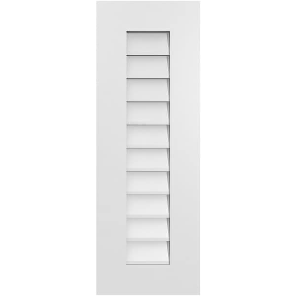 Ekena Millwork Vertical Surface Mount PVC Gable Vent: Non-Functional, w/ 3-1/2"W x 1"P Standard Frame, 12"W x 34"H - GVPVE12X3401SN