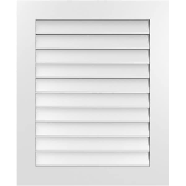 Ekena Millwork Vertical Surface Mount PVC Gable Vent: Non-Functional, w/ 3-1/2"W x 1"P Standard Frame, 28"W x 34"H - GVPVE28X3401SN