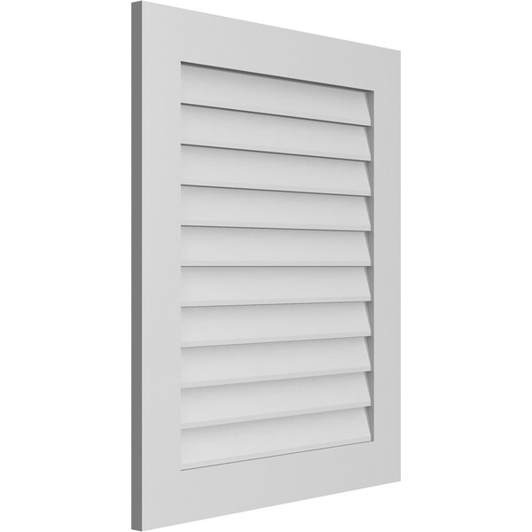 Ekena Millwork Vertical Surface Mount PVC Gable Vent: Non-Functional, w/ 3-1/2"W x 1"P Standard Frame, 28"W x 34"H - GVPVE28X3401SN