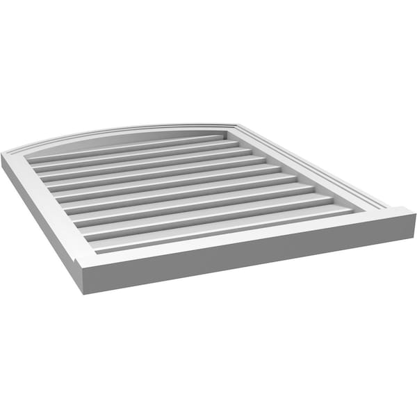 Ekena Millwork Arch Top Surface Mount PVC Gable Vent w/ 2"W x 2"P Brickmould Sill Frame, 26"W x 30"H - GVPAR26X3003SN