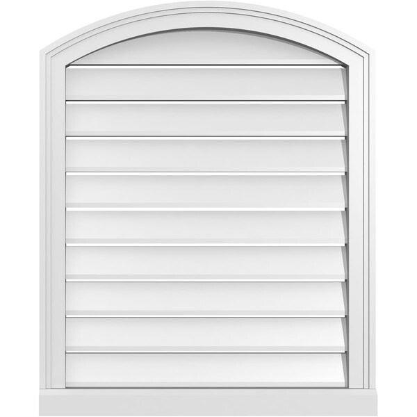 Ekena Millwork Arch Top Surface Mount PVC Gable Vent w/ 2"W x 2"P Brickmould Sill Frame, 26"W x 30"H - GVPAR26X3003SN