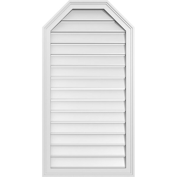 Ekena Millwork Octagonal Top Surface Mount PVC Gable Vent w/ 2"W x 1-1/2"P Brickmould Frame, 22"W x 42"H - GVPOT22X4202SF