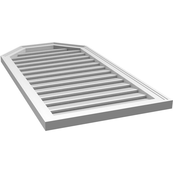Ekena Millwork Octagonal Top Surface Mount PVC Gable Vent w/ 2"W x 1-1/2"P Brickmould Frame, 22"W x 42"H - GVPOT22X4202SF