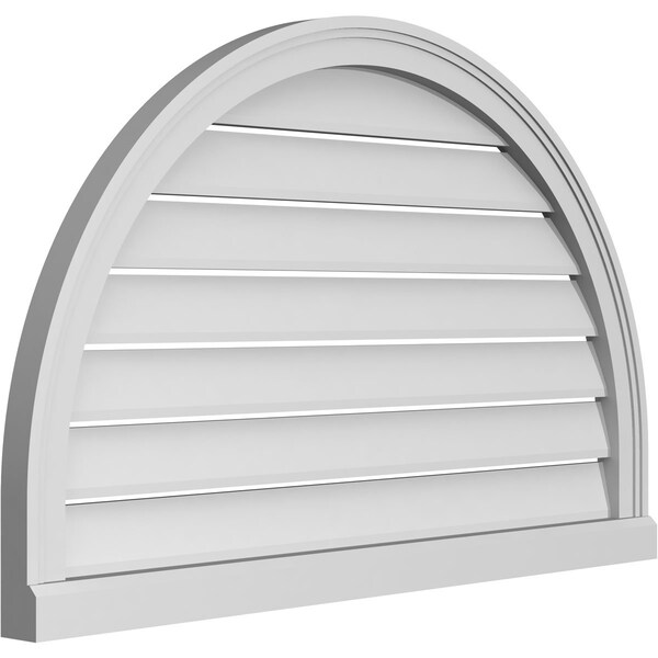 Ekena Millwork Round Top Surface Mount PVC Gable Vent: Functional, w/ 2"W x 2"P Brickmould Sill Frame, 38"W x 24"H - GVPRT38X2403SF