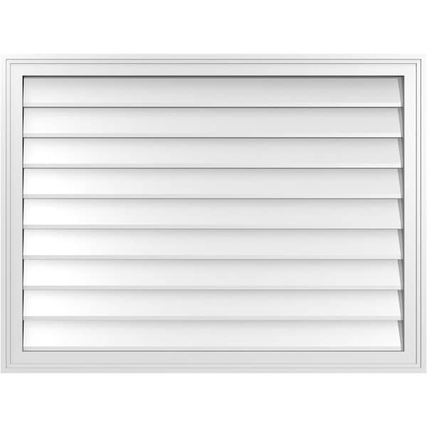 Ekena Millwork Vertical Surface Mount PVC Gable Vnt: Non-Functional, w/2"W x 1-1/2"H, Brickmould Frame, 40"W x 30"H - GVPVE40X3002SN