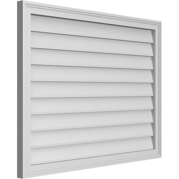 Ekena Millwork Vertical Surface Mount PVC Gable Vnt: Non-Functional, w/2"W x 1-1/2"H, Brickmould Frame, 40"W x 30"H - GVPVE40X3002SN