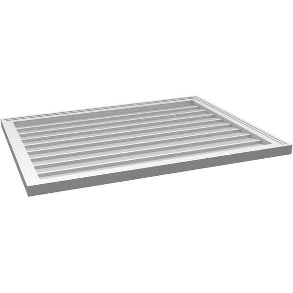 Ekena Millwork Vertical Surface Mount PVC Gable Vnt: Non-Functional, w/2"W x 1-1/2"H, Brickmould Frame, 40"W x 30"H - GVPVE40X3002SN