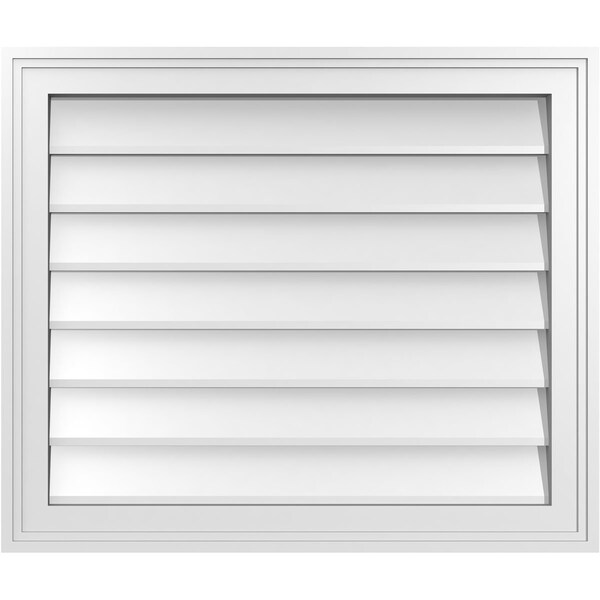 Ekena Millwork Vertical Surface Mount PVC Gable Vnt: Non-Functional, w/2"W x 1-1/2"H, Brickmould Frame, 26"W x 22"H - GVPVE26X2202SN