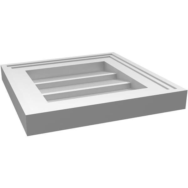Ekena Millwork Vertical Surface Mount PVC Gable Vnt: Non-Functional, w/2"W x 1-1/2"H, Brickmould Frame, 12"W x 12"H - GVPVE12X1202SN