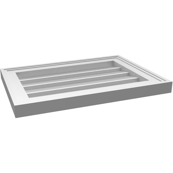 Ekena Millwork Vertical Surface Mount PVC Gable Vnt: Non-Functional, w/2"W x 1-1/2"H, Brickmould Frame, 20"W x 14"H - GVPVE20X1402SN