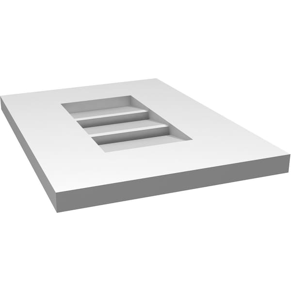 Ekena Millwork Vertical Surface Mount PVC Gable Vent: Functional, w/ 3-1/2"W x 1"P Standard Frame, 12"W x 16"H - GVPVE12X1601SF