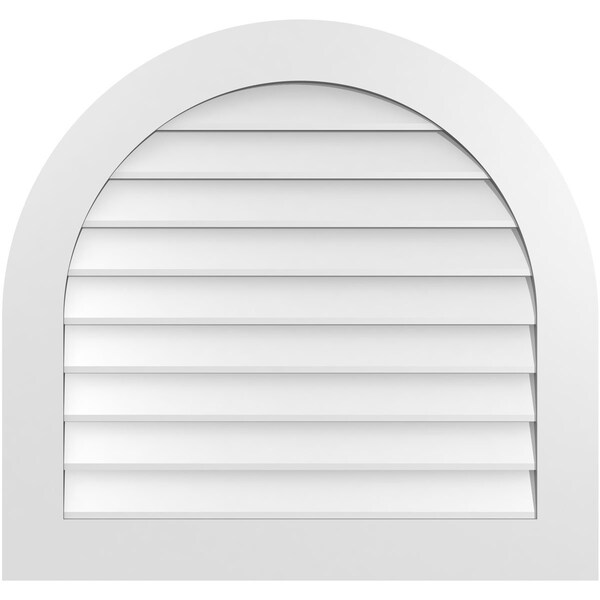 Ekena Millwork Round Top Surface Mount PVC Gable Vent: Non-Functional, w/ 3-1/2"W x 1"P Standard Frame, 34"W x 32"H - GVPRT34X3201SN