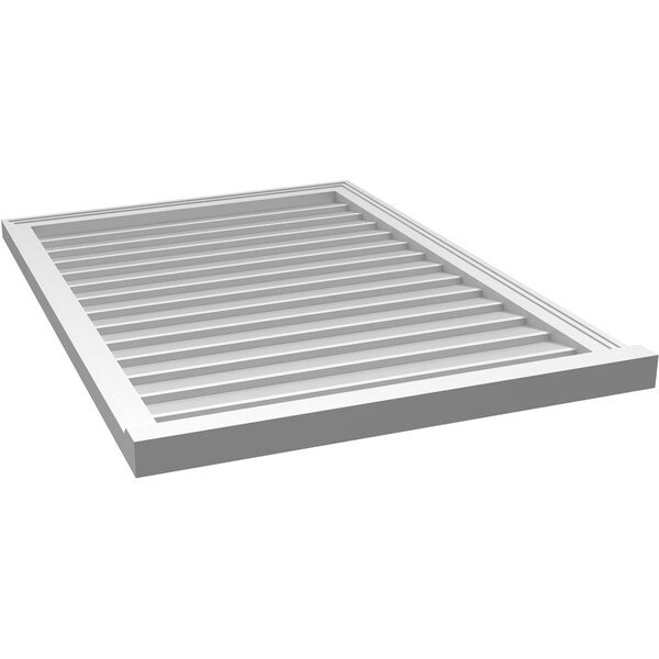 Ekena Millwork Vertical Surface Mount PVC Gable Vent w/ 2"W x 2"H , Brickmould Sill Frame, 30"W x 42"H - GVPVE30X4203SN