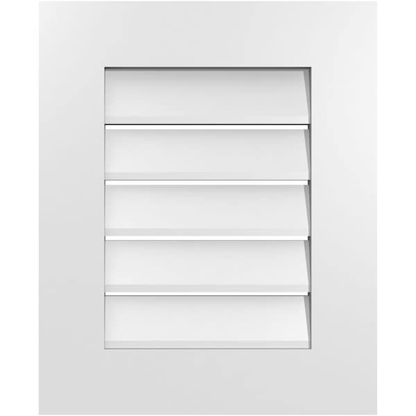Ekena Millwork Vertical Surface Mount PVC Gable Vent: Functional, w/ 3-1/2"W x 1"P Standard Frame, 18"W x 22"H - GVPVE18X2201SF