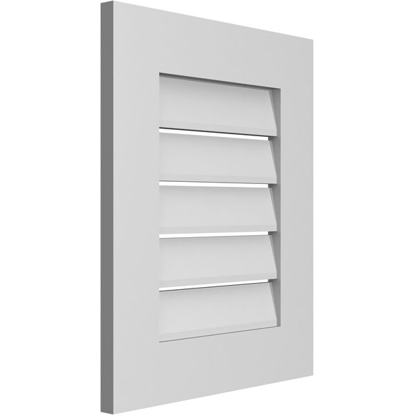 Ekena Millwork Vertical Surface Mount PVC Gable Vent: Functional, w/ 3-1/2"W x 1"P Standard Frame, 18"W x 22"H - GVPVE18X2201SF