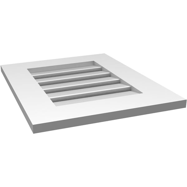 Ekena Millwork Vertical Surface Mount PVC Gable Vent: Functional, w/ 3-1/2"W x 1"P Standard Frame, 18"W x 22"H - GVPVE18X2201SF