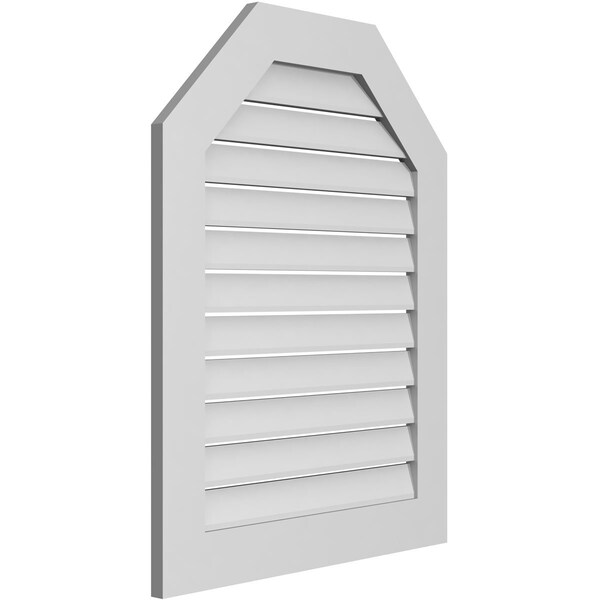 Ekena Millwork Octagonal Top Surface Mount PVC Gable Vent: Functional, w/ 3-1/2"W x 1"P Standard Frame, 28"W x 36"H - GVPOT28X3601SF