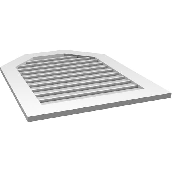 Ekena Millwork Octagonal Top Surface Mount PVC Gable Vent: Functional, w/ 3-1/2"W x 1"P Standard Frame, 28"W x 36"H - GVPOT28X3601SF