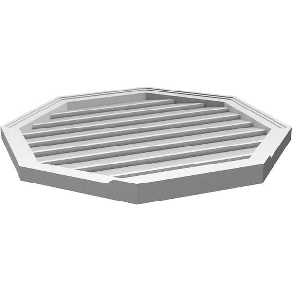 Ekena Millwork Octagonal Surface Mount PVC Gable Vent: Functional, w/ 2"W x 2"P Brickmould Sill Frame, 30"W x 30"H - GVPOC30X3003SF