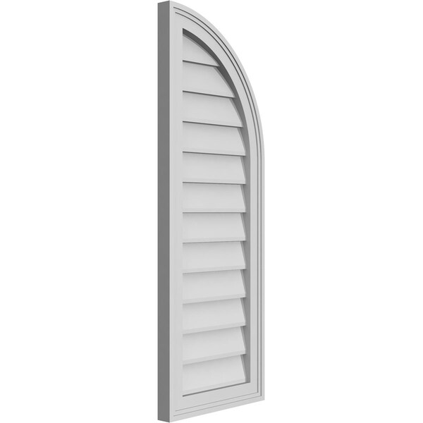 Ekena Millwork Quarter Round Top Right Surface Mount PVC Gable Vent w/ 2"W x 1-1/2"P Brickmould Frame, 14"W x 38"H - GVPQR14X3802SN