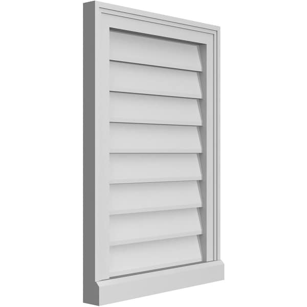 Ekena Millwork Vertical Surface Mount PVC Gable Vent w/ 2"W x 2"H , Brickmould Sill Frame, 18"W x 26"H - GVPVE18X2603SN