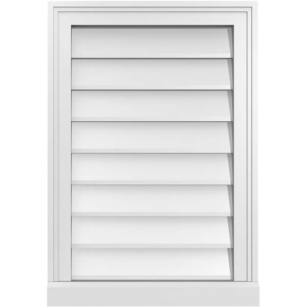 Ekena Millwork Vertical Surface Mount PVC Gable Vent w/ 2"W x 2"H , Brickmould Sill Frame, 18"W x 26"H - GVPVE18X2603SN