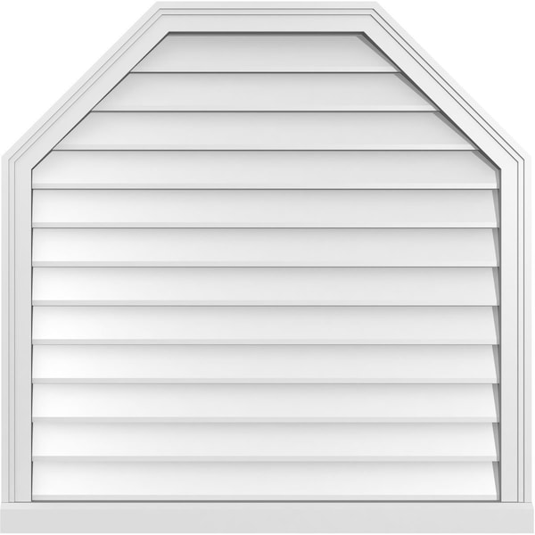 Ekena Millwork Octagonal Top Surface Mount PVC Gable Vent w/ 2"W x 2"P Brickmould Sill Frame, 36"W x 36"H - GVPOT36X3603SN