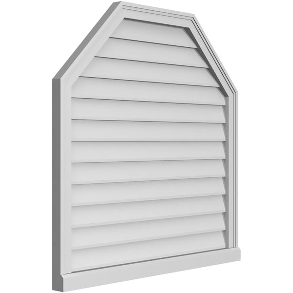 Ekena Millwork Octagonal Top Surface Mount PVC Gable Vent w/ 2"W x 2"P Brickmould Sill Frame, 36"W x 36"H - GVPOT36X3603SN