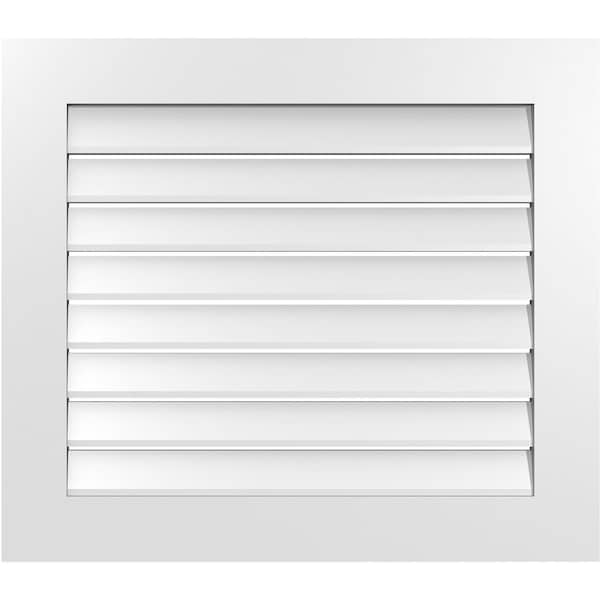 Ekena Millwork Vertical Surface Mount PVC Gable Vent: Functional, w/ 3-1/2"W x 1"P Standard Frame, 32"W x 28"H - GVPVE32X2801SF