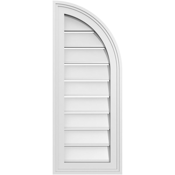 Ekena Millwork Quarter Round Top Right Surface Mount PVC Gable Vent w/ 2"W x 1-1/2"P Brickmould Frame, 12"W x 30"H - GVPQR12X3002SF