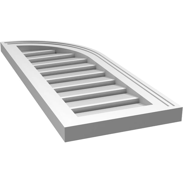 Ekena Millwork Quarter Round Top Right Surface Mount PVC Gable Vent w/ 2"W x 1-1/2"P Brickmould Frame, 12"W x 30"H - GVPQR12X3002SF