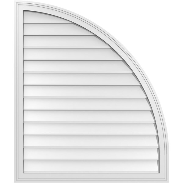 Ekena Millwork Quarter Round Top Right Surface Mount PVC Gable Vent w/ 2"W x 1-1/2"P Brickmould Frame, 34"W x 40"H - GVPQR34X4002SN