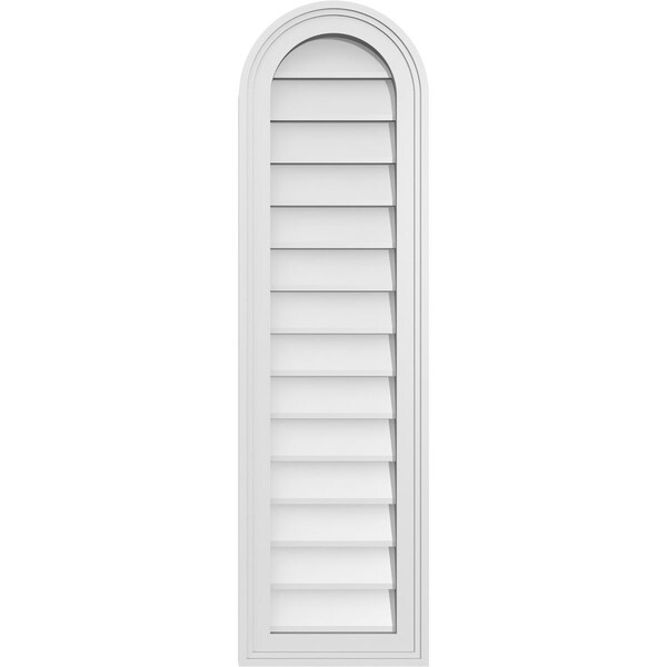 Ekena Millwork Round Top Surface Mount PVC Gable Vent w/ 2"W x 1-1/2"P Brickmould Frame, 12"W x 42"H - GVPRT12X4202SN