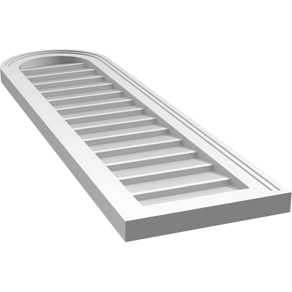 Ekena Millwork Round Top Surface Mount PVC Gable Vent w/ 2"W x 1-1/2"P Brickmould Frame, 12"W x 42"H - GVPRT12X4202SN