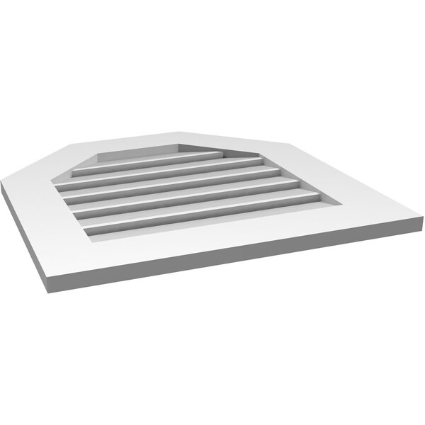 Ekena Millwork Octagonal Top Surface Mount PVC Gable Vent: Functional, w/ 3-1/2"W x 1"P Standard Frame, 24"W x 24"H - GVPOT24X2401SF